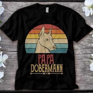 Dobermann Dog Papa Dobermann Vintage Best Dad Father's Day Unisex Tee T-shirt